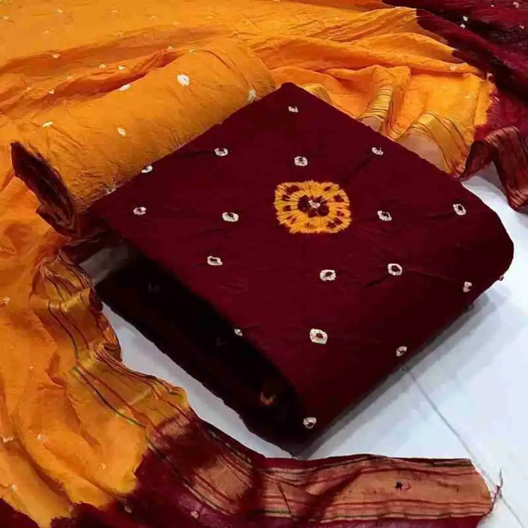 আনস্টিচ প্রিমিয়াম কটন বাটিক থ্রি-পিস জামা + ওড়না + প্যান্ট