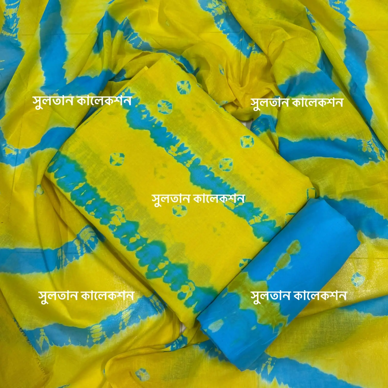 আনস্টিচ প্রিমিয়াম কটন বাটিক থ্রি-পিস জামা + ওড়না + প্যান্ট